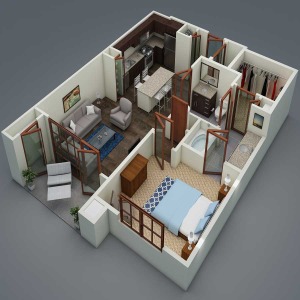 Floor plan gallery cover image of one-bedroom home