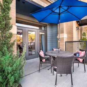 outdoor patio for a one bedroom home at Origin